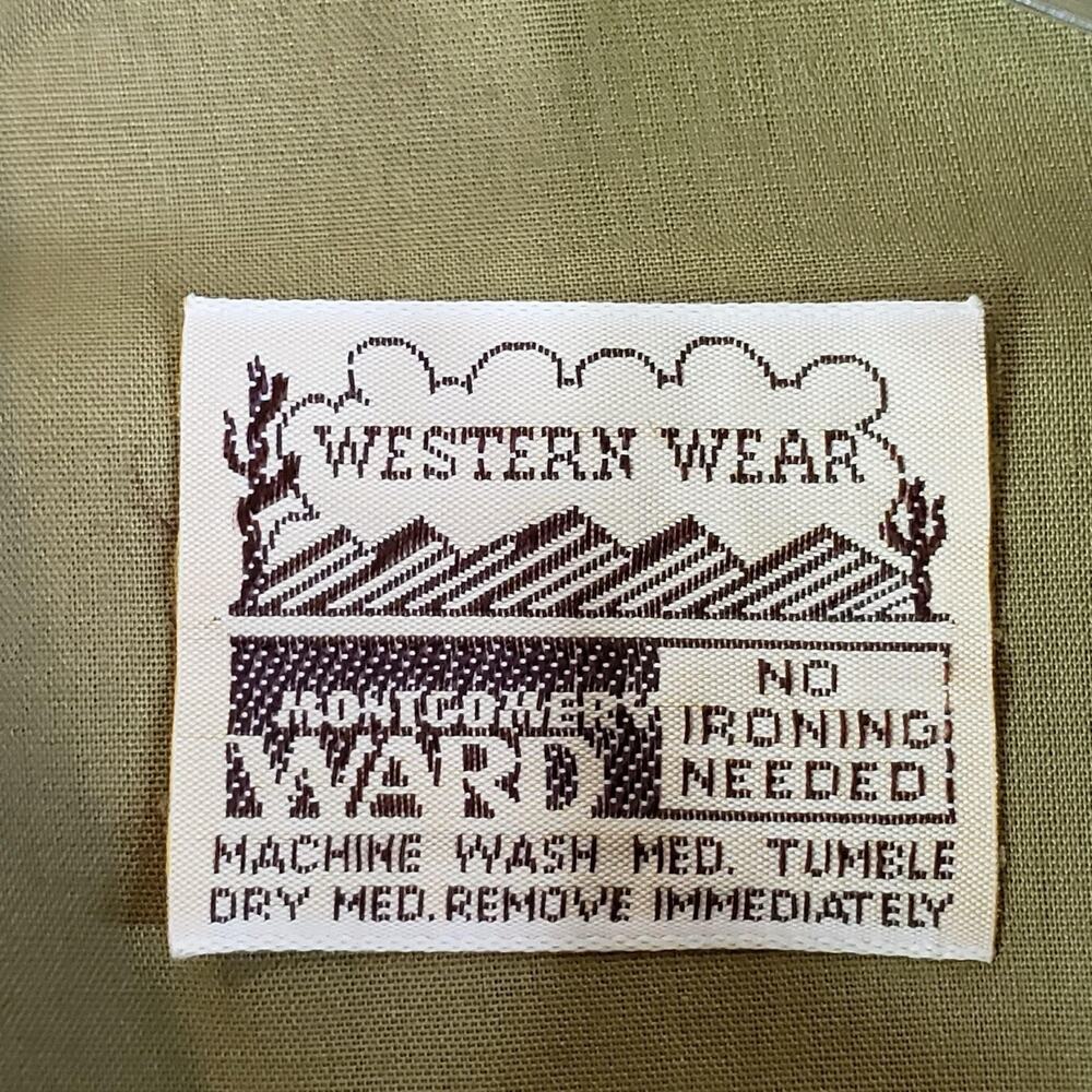 VTG 70s Pearl Snap Western Shirt Mens L Rockabilly Floral Cowboy Montgomery Ward - Picture 8 of 10